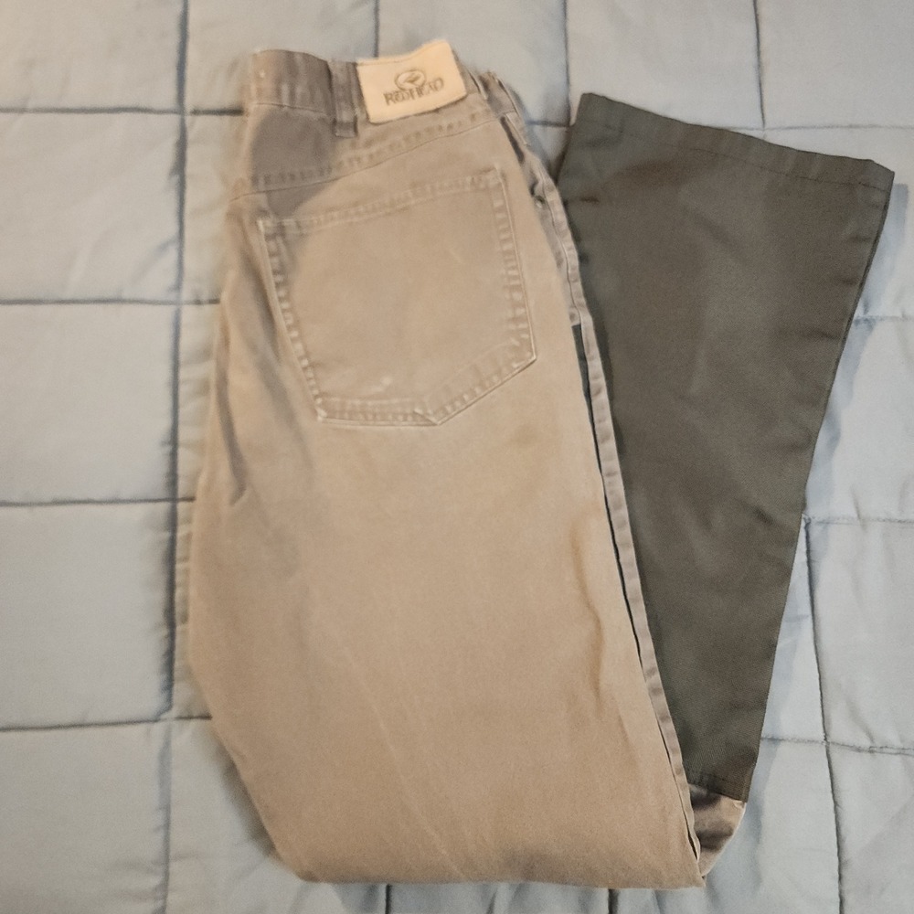 E47 RedHead Mens 36x34 Upland Hunting Brush Pants Brown Canvas Field Utility